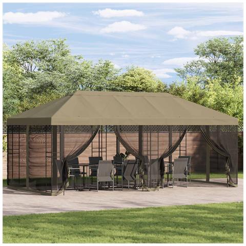 Copertura Gazebo con Pareti Laterali 6 x 3 m Beige Poliestere - Foto 2