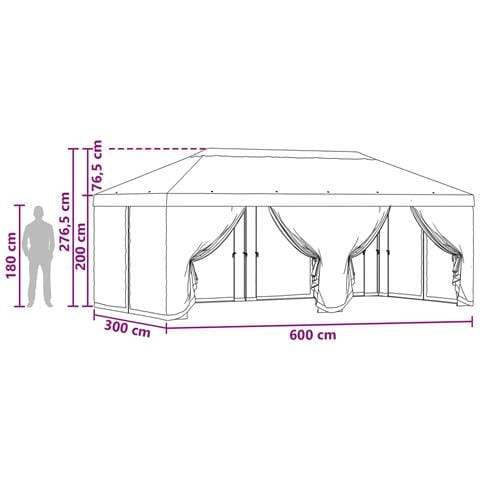 Copertura Gazebo con Pareti Laterali 6 x 3 m Beige Poliestere - Foto 9