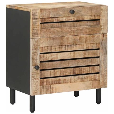 Comodino Naturale 50 x 33 x 60 cm Legno di mango massello - Foto 1