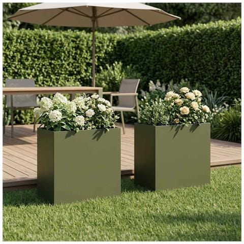 Vaso da giardino 2 pz Verde Oliva 50 x 30 x 50 cm - Foto 2