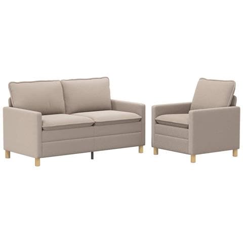 Set di divani 2 pz Grigio Chiaro Tessuto - Foto 1