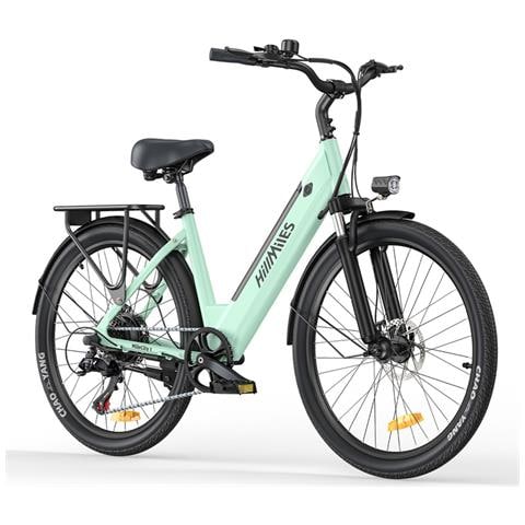 MileCity 1 Bici Elettrica Urbana 26'', motore 250W, batteria rimovibile 36V 13Ah, sospensione anteriore, display LED, adatta al pendolarismo, Verde - Foto 1