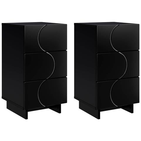 Comodino 2 pz Nero 33,5 x 34,5 x 60 cm Legno composito - Foto 1