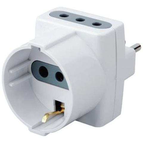 Adattatore Multiplo Triplo Presa Schuko Tedesca 10a E Prese 2p+t 10a Standard Italiano - Sku 8723 - Foto 3