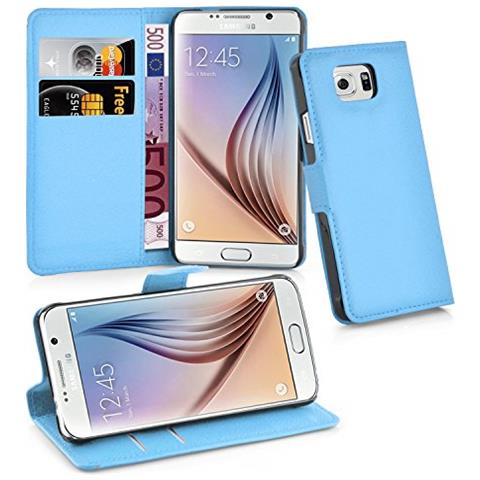Custodia Compatibile Con Samsung Galaxy S6 In Pastello Blu - Coperchio Protettiva Con Chiusura Magnetica, Funzione Stand E Tasca Per Le Carte - Foto 7