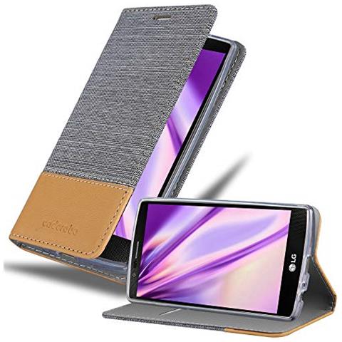 Custodia Compatibile Con Lg G4 / G4 Plus In Grigio Chiaro Marrone - Coperchio Protettiva Con Chiusura Magnetica, Funzione Stand E Tasca Per Le Carte - Foto 1