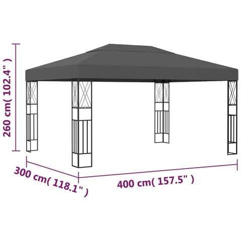 Gazebo 3x4 M Antracite In Tessuto - Foto 2