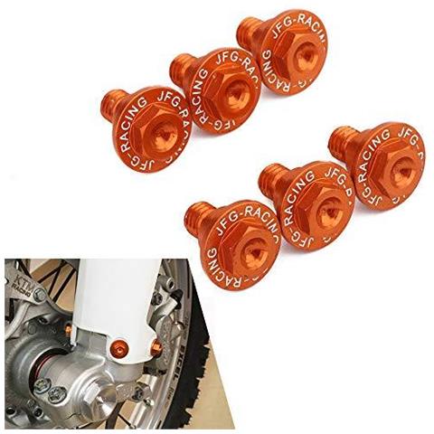 Viti Jfg Racing 6pcs Moto Forcella Anteriore Guardia Bulloni Per K. t. m Exc Excf Sx Sxf Xc Xcf Xcw Xcfw 50-530 Freeride 250f 250r 350 (arancione)  - Foto 1