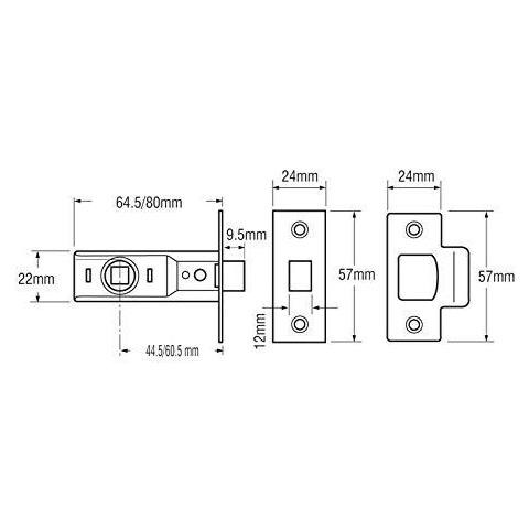 P-m888-pb-64 Tubular Mortasare Latch Visi Pack Per Porte Interne Finitura Ottone 25 Pollici 64 Millimetri - Foto 2