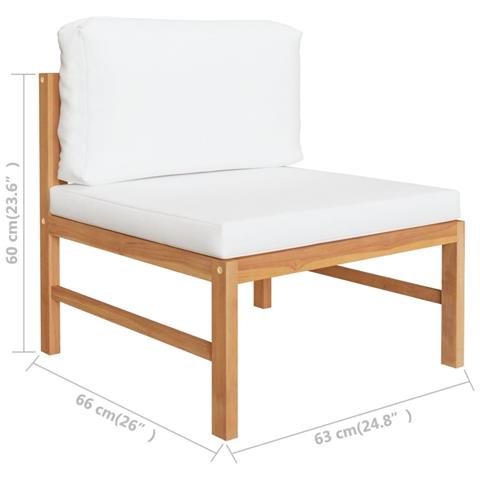Set Divani Giardino 2 pz Cuscini Crema in Legno di Teak - Foto 2