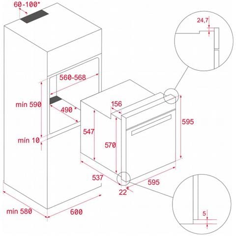 Forno Multifunzione Da Incasso 70l 60cm A+ Vetro Piro / idro Nero - 41566015 - Foto 3