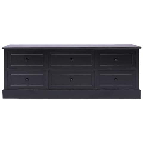 Mobile Porta TV Nero 108x30x40 cm in Legno di Paulownia - Foto 2