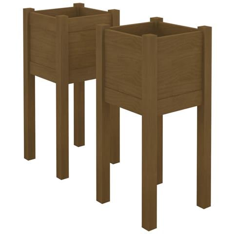Fioriere Da Giardino 2 Pz Miele 31x31x70 Cm In Legno Di Pino - Foto 2