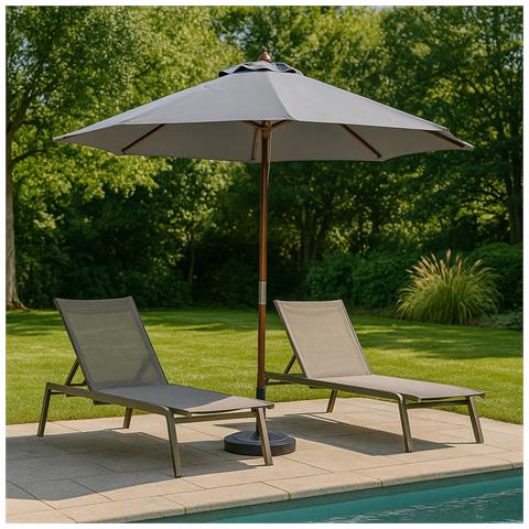 Cancun Ombrellone Inclinabile In Legno Grigio Ø 300cm - Foto 6