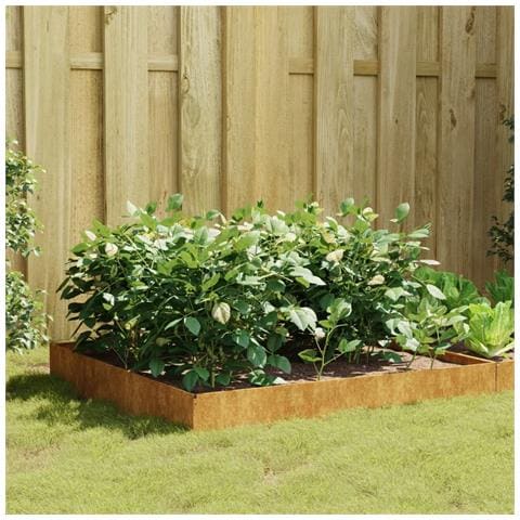 Fioriera Rialzata da Giardino 100x100x26 cm in Acciaio Corten - Foto 9