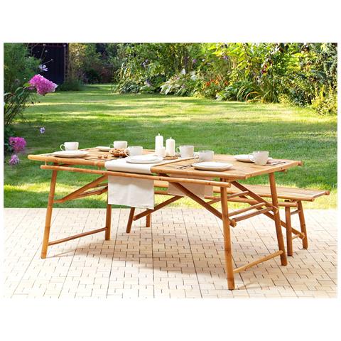 Tavolo Da Pranzo Da Giardino Tindari 180 Cm 90 Cm Legno Di Bambù Marrone Chiaro - Foto 1