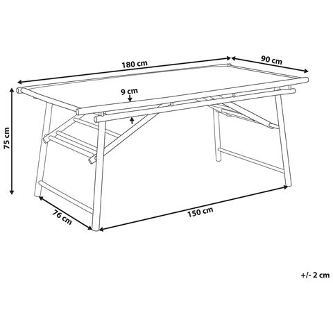 Tavolo Da Pranzo Da Giardino Tindari 180 Cm 90 Cm Legno Di Bambù Marrone Chiaro - Foto 6