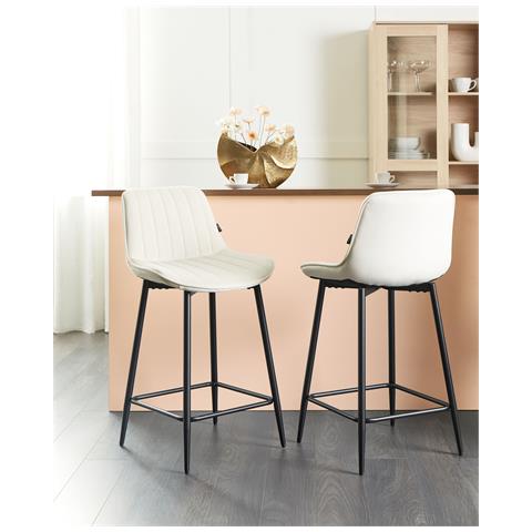 Set Di 2 Sedie Alte Dubrovnik Velluto Beige Chiaro - Foto 1