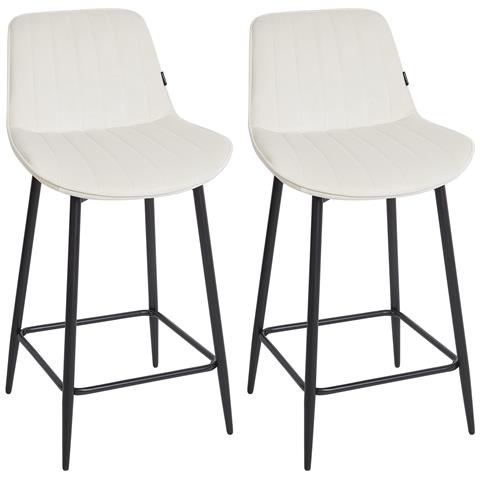 Set Di 2 Sedie Alte Dubrovnik Velluto Beige Chiaro - Foto 2