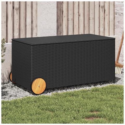 Contenitore Da Giardino Con Ruote Nero 190l In Polyrattan - Foto 8