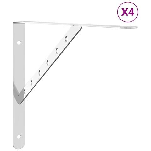 Staffe Per Mensola 4 Pz 40x2,5x25 Cm In Acciaio Inox Argento - Foto 1