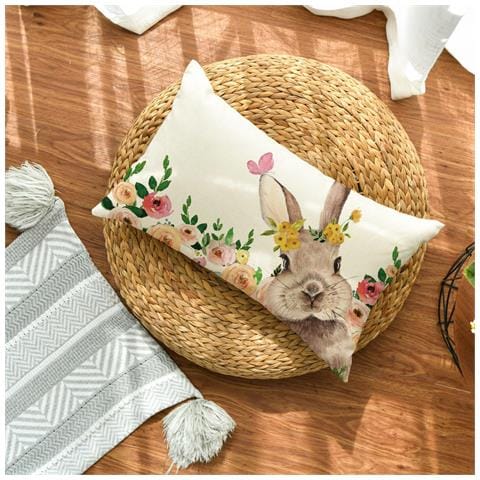 Federa Con Motivo Di Lepri E Fiori 30x50 Cm - Foto 2