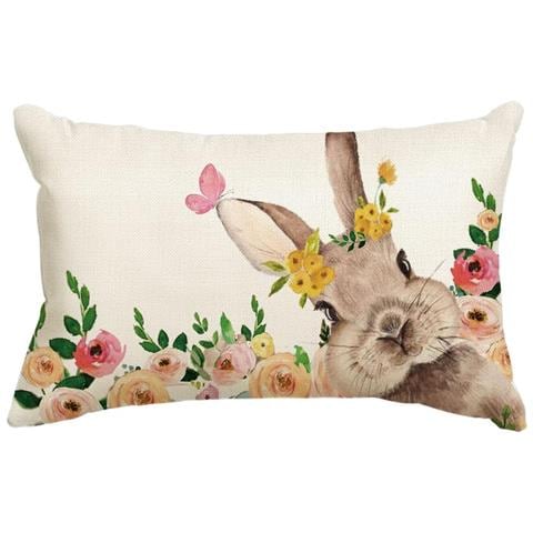 Federa Con Motivo Di Lepri E Fiori 30x50 Cm - Foto 1