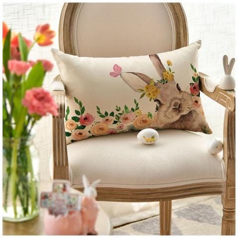 Federa Con Motivo Di Lepri E Fiori 30x50 Cm - Foto 5