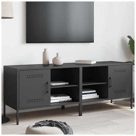 Mobili Tv 2pz Neri 68x39x50,5 Cm In Acciaio - Foto 1