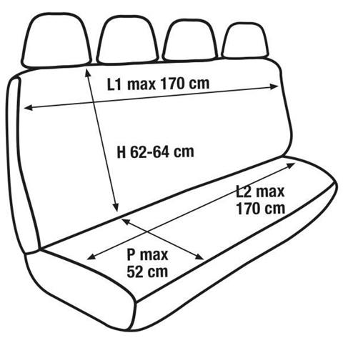 Coprisedile Universale Posteriore 4 Posti Per Furgone Tess. Misto Cotone Nero - Foto 3