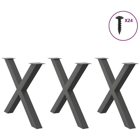 Gambe Tavolo Pranzo A X 3 Pz Antracite 90x(72-73) Cm Acciaio - Foto 3