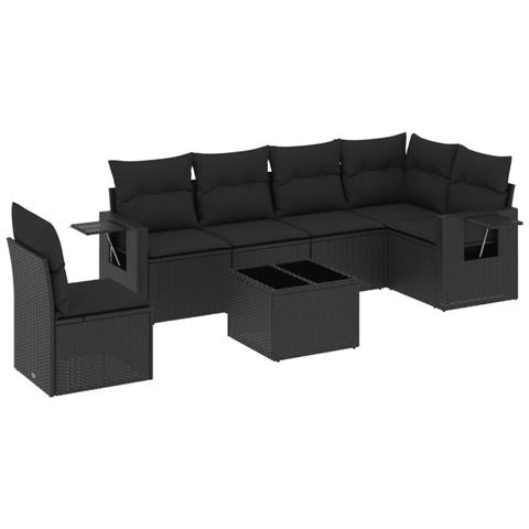 Set Divani Da Giardino Con Cuscini 7pz Nero Polyrattan - Foto 2