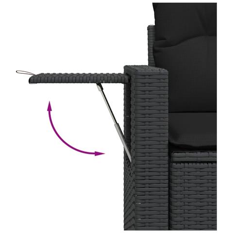 Set Divani Da Giardino Con Cuscini 7pz Nero Polyrattan - Foto 3