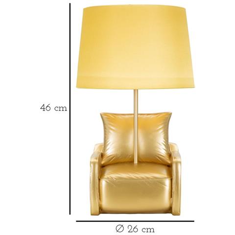 Lampada Da Tavolo Poltrona - Oro - Poliresina - 26x26x46 Cm - Foto 7