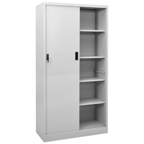 Lusso Casadino -  Armadio Con Anta Scorrevole Grigio Chiaro 90x40x180 Cm Acciaio - Foto 1