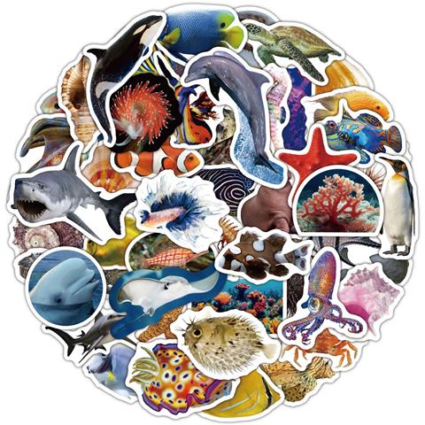 Pacchetto Di Adesivi Animali - Adesivi Carini E Impermeabili Per Bambini E Adulti   Vita Oceanica - Foto 1