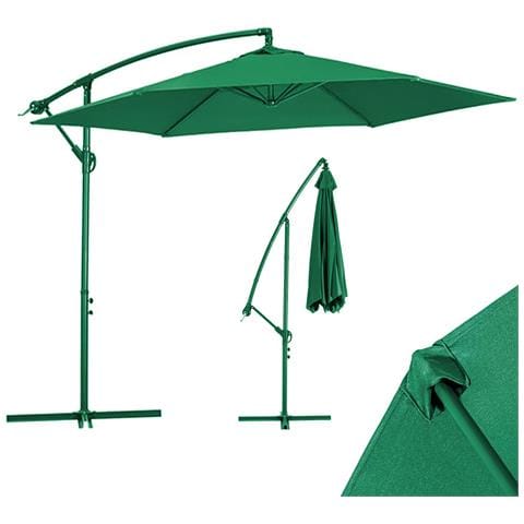 Ombrellone Giardino Decentrato 3x3metri Full Verde Palo Metallo Gazebo Piscina - Foto 1