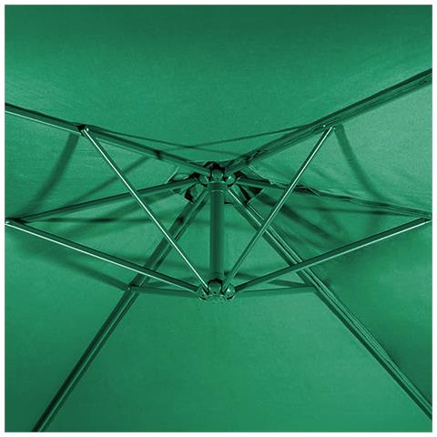 Ombrellone Giardino Decentrato 3x3metri Full Verde Palo Metallo Gazebo Piscina - Foto 5