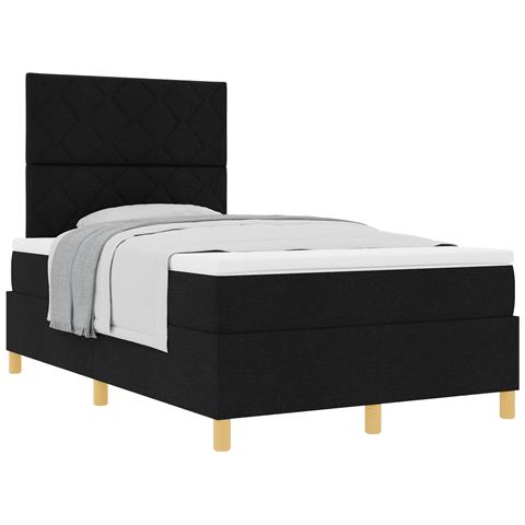 Letto a Mola con Materasso Nero 120x200 cm Tessuto - Foto 1