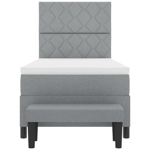 Letto Box Spring con Materasso e Panchina Grigio Chiaro 90x190 cm in Tessuto - Foto 9