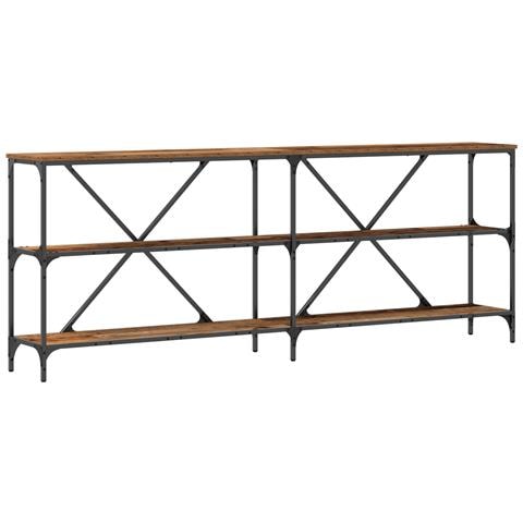 Tavolo Consolle Legno Vecchio 200x30x75 cm Legno Ingegnerizzato e Acciaio - Foto 1