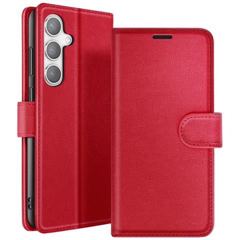 Custodia A Portafoglio Per Galaxy S24 Con Funzione Di Supporto E Linguetta Magnetica, Rosso - Foto 1