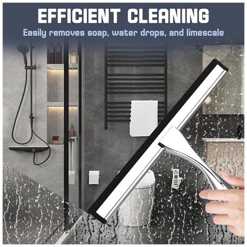 Set Tergivetro In Acciaio Inossidabile Con Manico Corto E Ganci - Ideale Per Bagno, Finestre E Pulizia Auto 12 Pollici - Foto 7