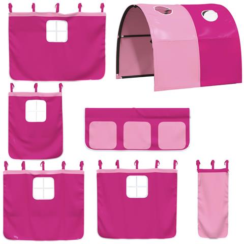 Letto a Castello senza Materasso Rosa 80x200 cm Legno di Pino - Foto 9