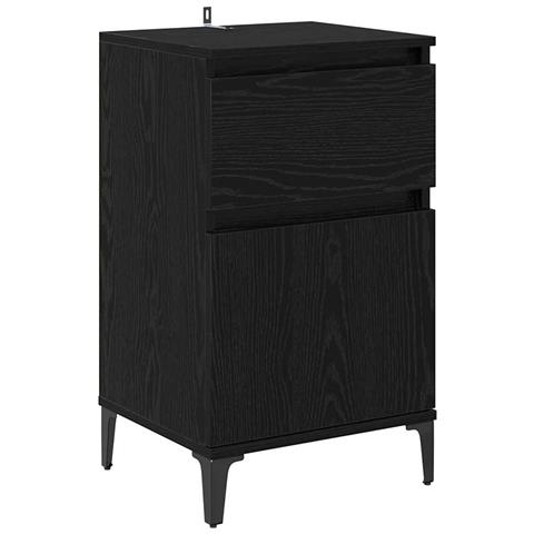 Armadio da Notte Rovere nero 40 x 35 x 70 cm Legno multistrato - Foto 1