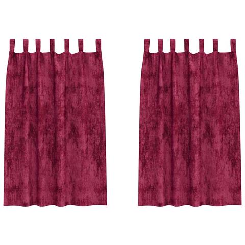 Tenda con tende 2 pcs Rosso vino 175 x 140 cm Velluto - Foto 1