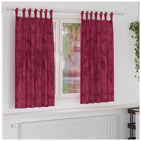 Tenda con tende 2 pcs Rosso vino 175 x 140 cm Velluto - Foto 2