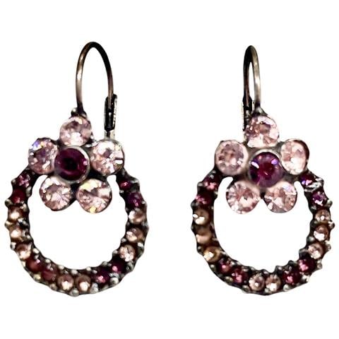 Ciondolo A Forma Di Fiore E Cerchio In Cristallo Ametista Sw - Foto 1