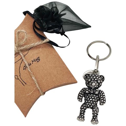Portachiavi Teddy Placcato Argento Antico - Foto 2