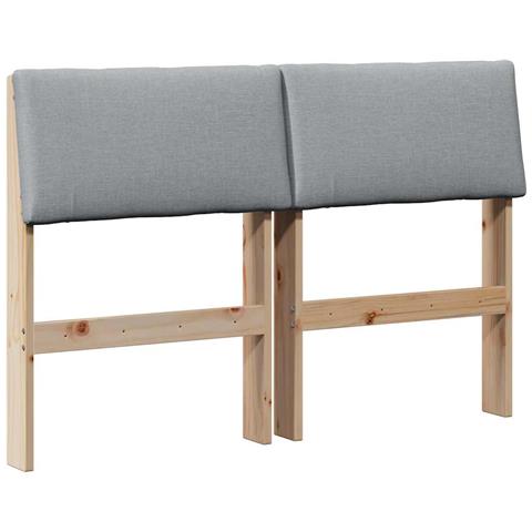 Testiera imbottita Grigio chiaro 120 cm Pino massello - Foto 1